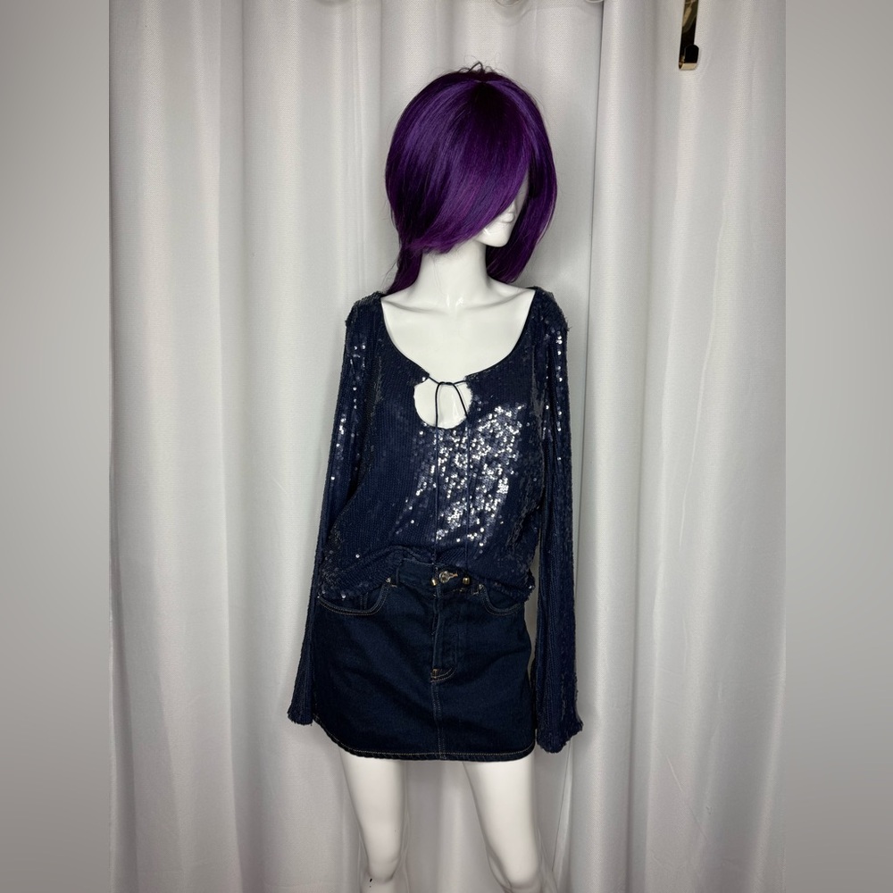 NWT Navy Sequin Top by Wild Fable - Picture 4 of 11